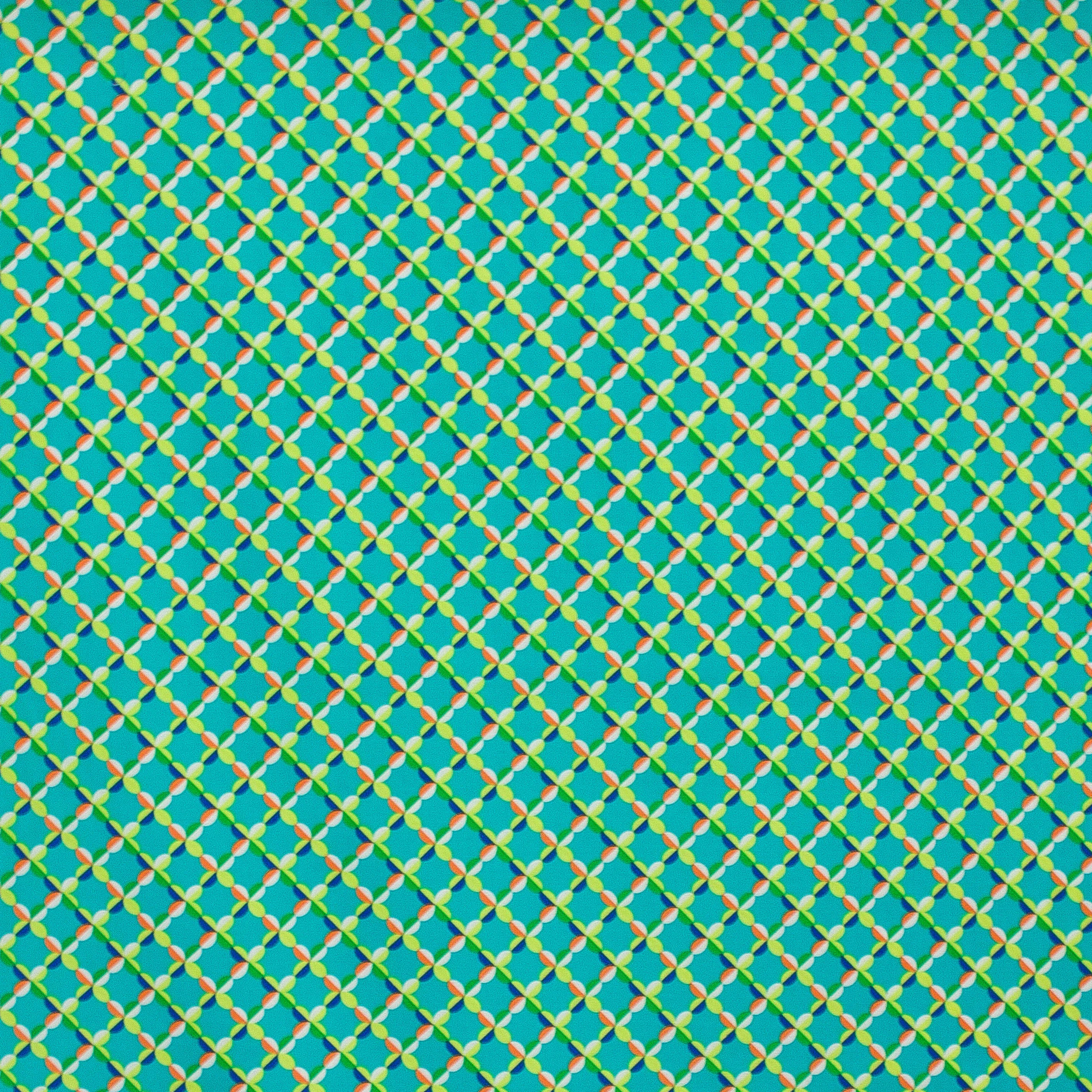 Katoen aquablauw met abstracte figuren